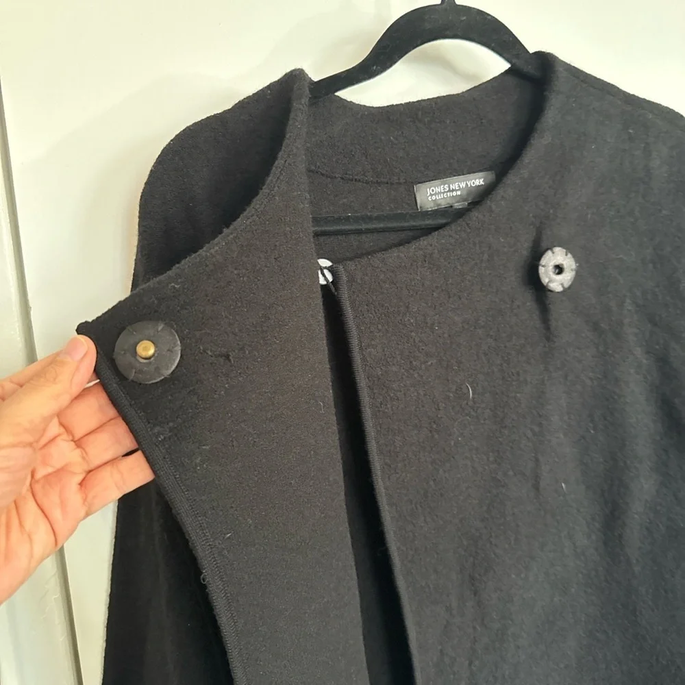 Jones New York Collection Black Merino Wool Snap Front Sweater XL - Picture 7 of 7